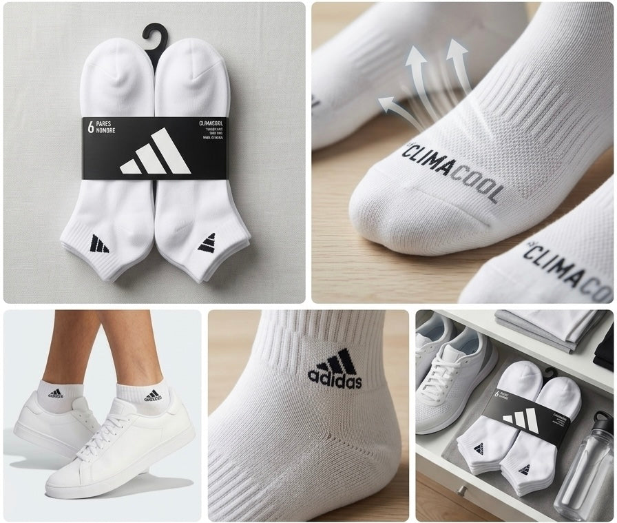 Calcetines Deportivos adidas Climacool Low Cut (Pack de 6) – Blanco