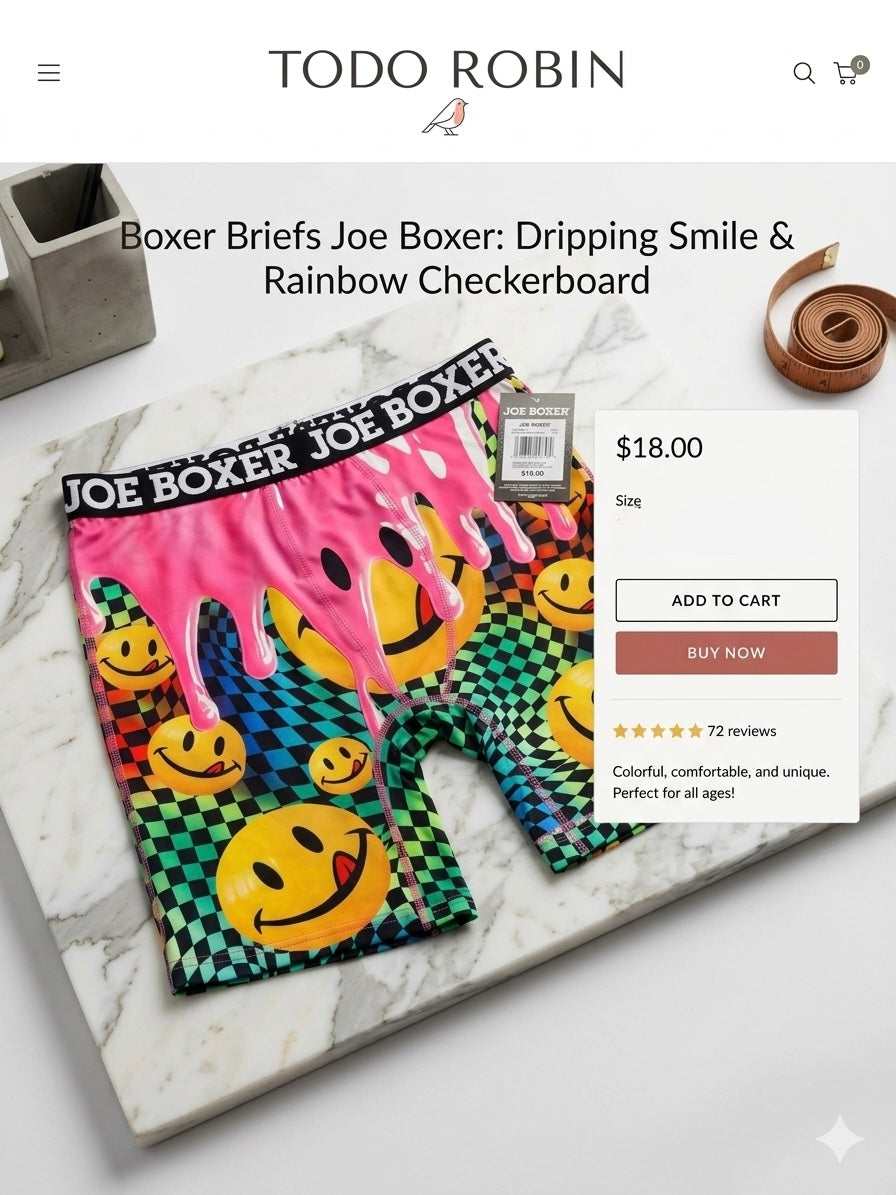 Bóxer Brief Joe Boxer - Diseño Psicodélico Rainbow & Caritas Sonrientes