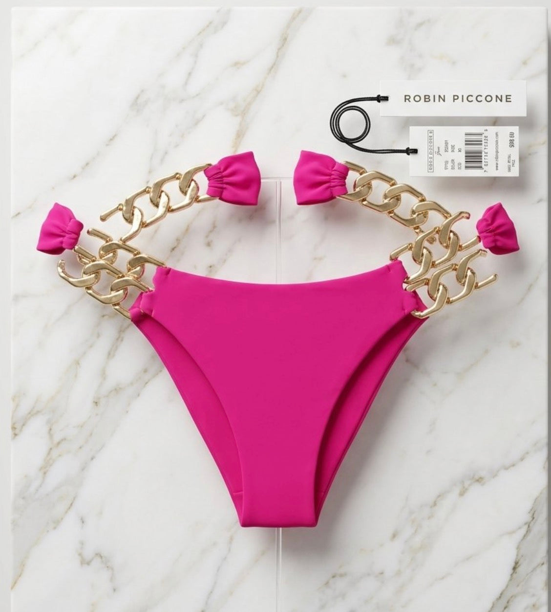 Bikini Bottom "Jane" en Color Rose con Eslabones Dorados – Robin Piccone
