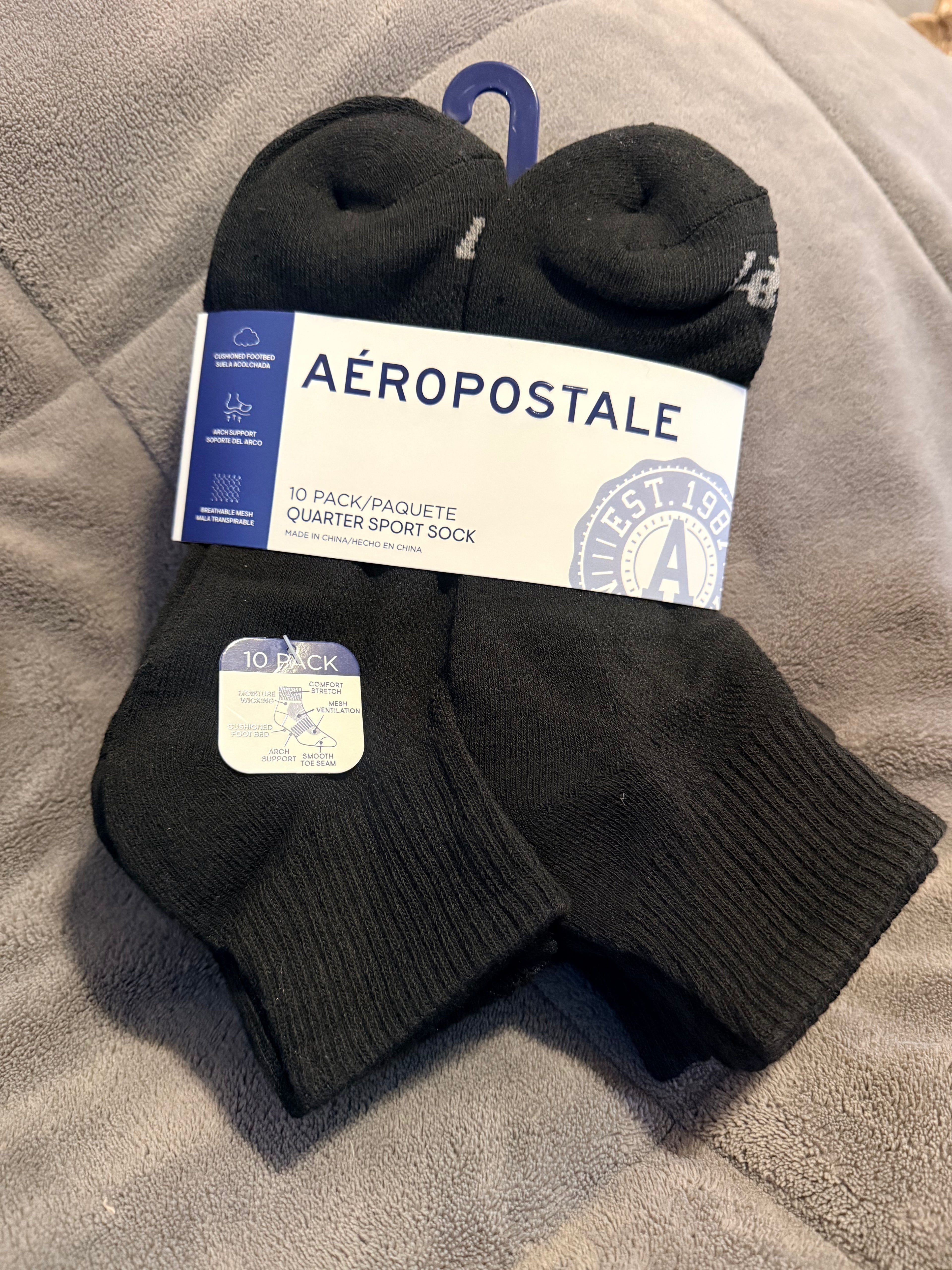 Aeropostale 10 pack quarter sport sock ( paquete de 10 medias )