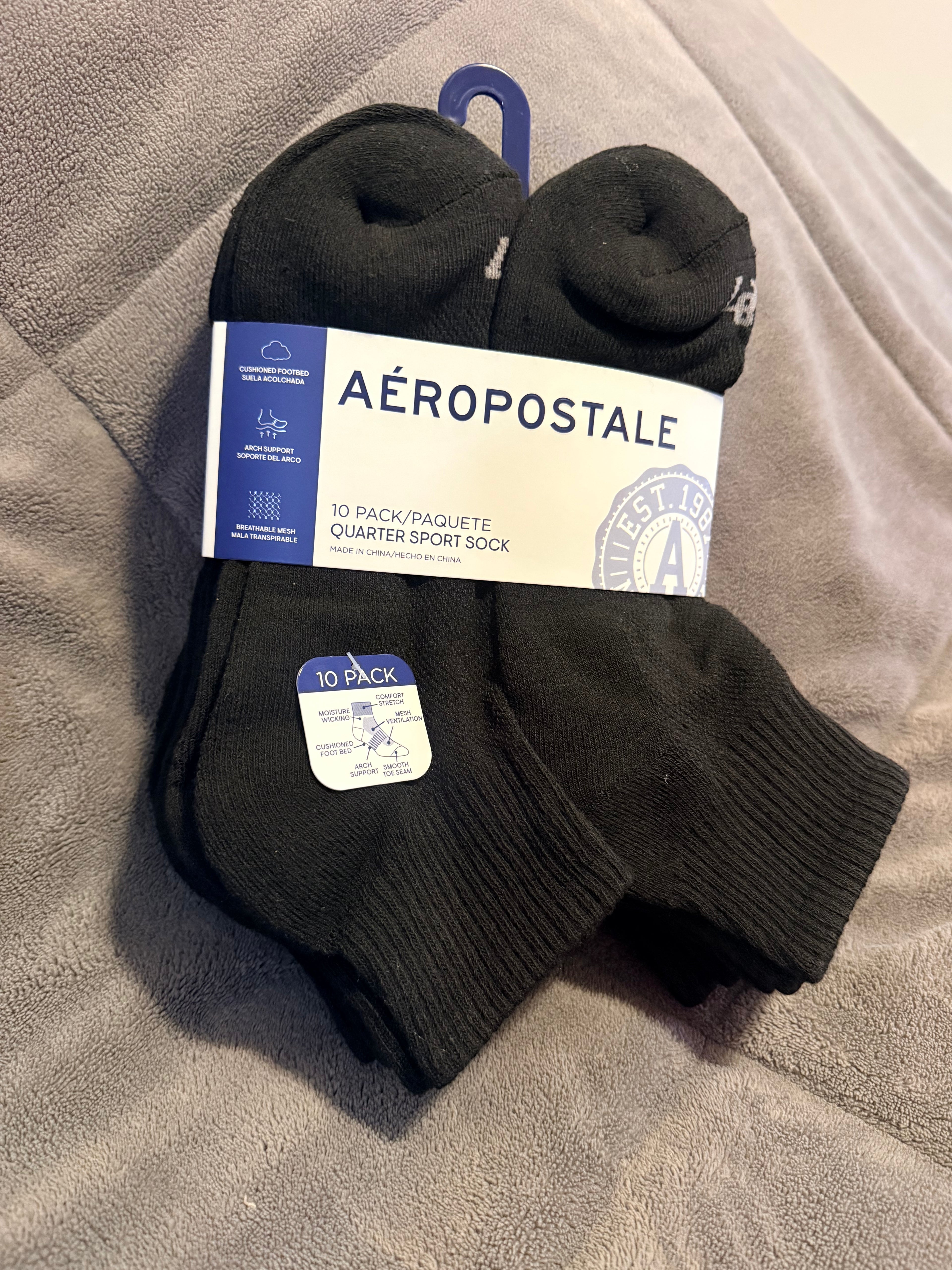Aeropostale 10 pack quarter sport sock ( paquete de 10 medias )