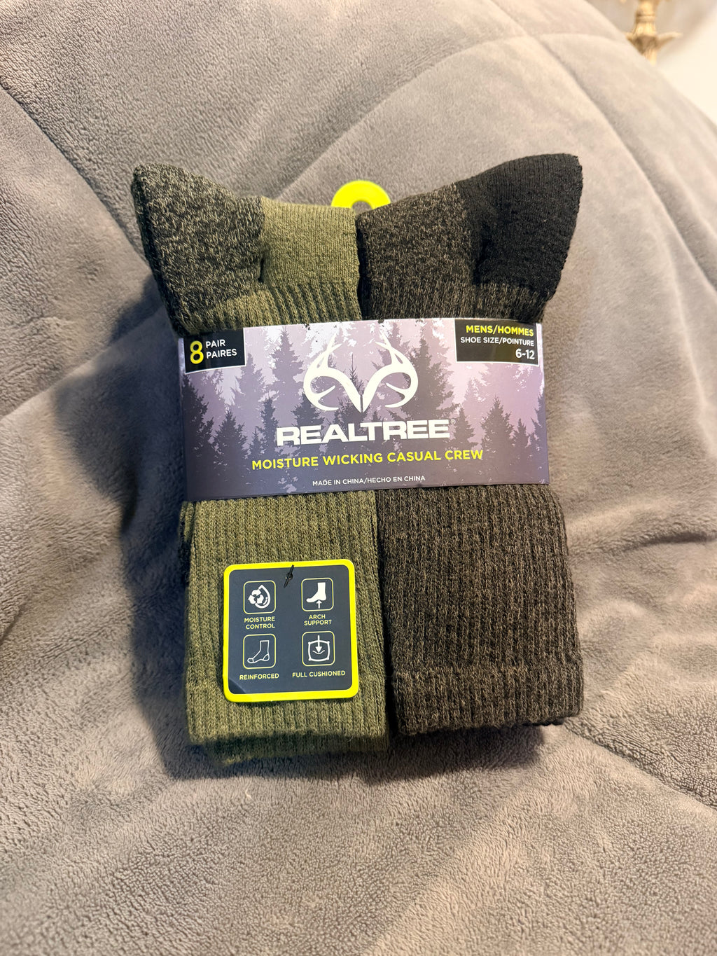 Realtree moisture wicking casual crew ( paquete de 8 pares de medias )