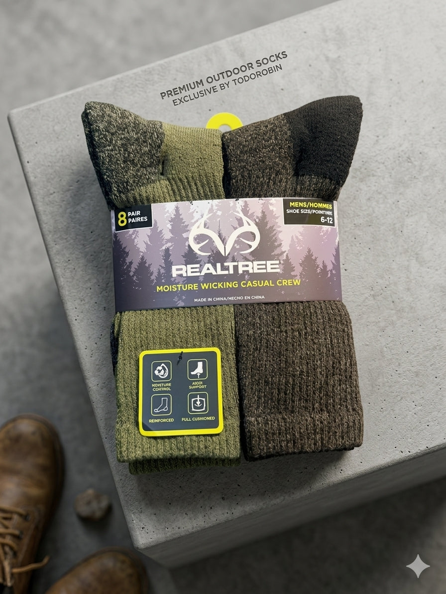 Realtree moisture wicking casual crew ( paquete de 8 pares de medias )