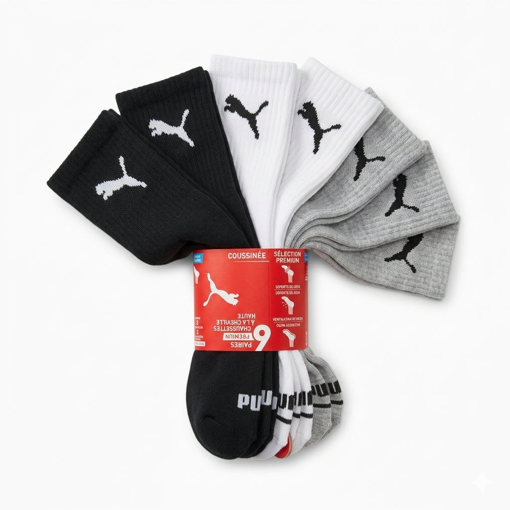 Pack de 6 Pares de Calcetines Deportivos PUMA – Deportivos y Casuales (Multicolor)