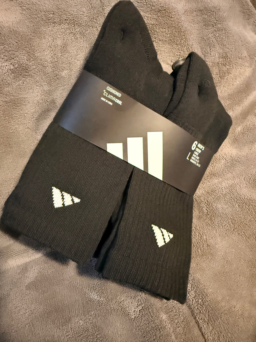 Paquete de 6 Pares de Calcetines Adidas Climacool tipo Crew para Hombre – Talla L (Negro)