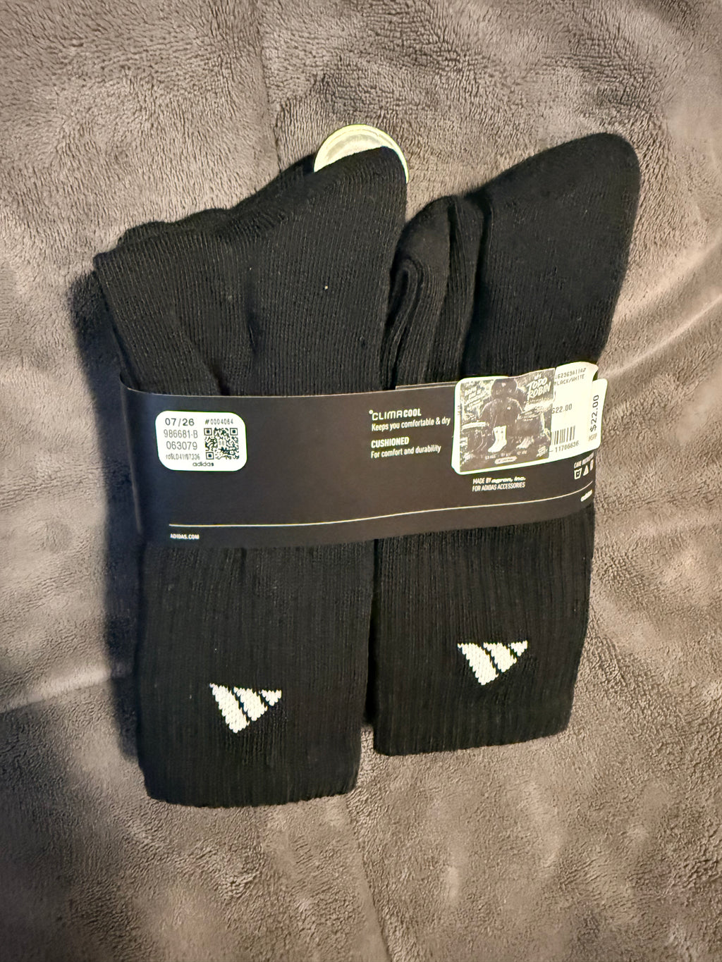 Paquete de 6 Pares de Calcetines Adidas Climacool tipo Crew para Hombre – Talla L (Negro)