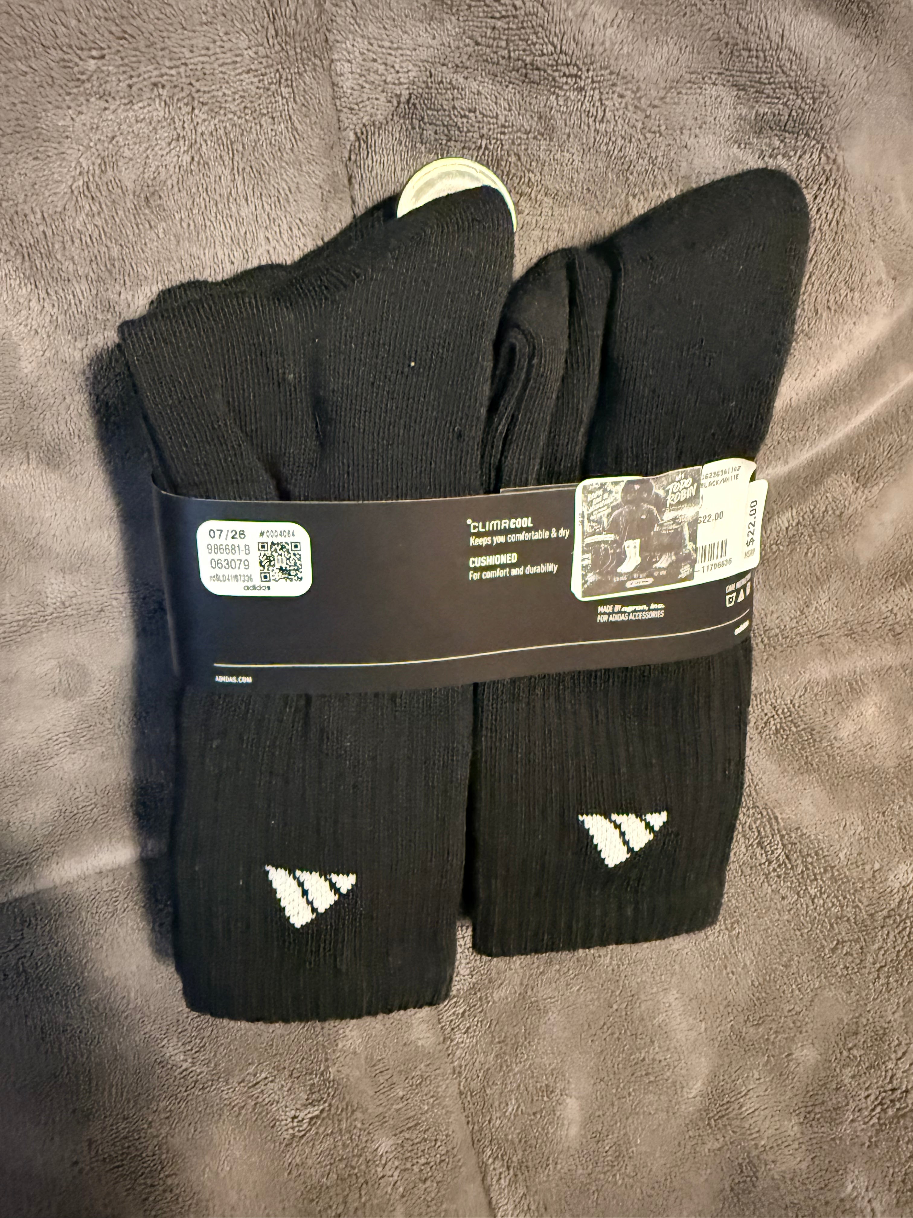 Paquete de 6 Pares de Calcetines Adidas Climacool tipo Crew para Hombre – Talla L (Negro)