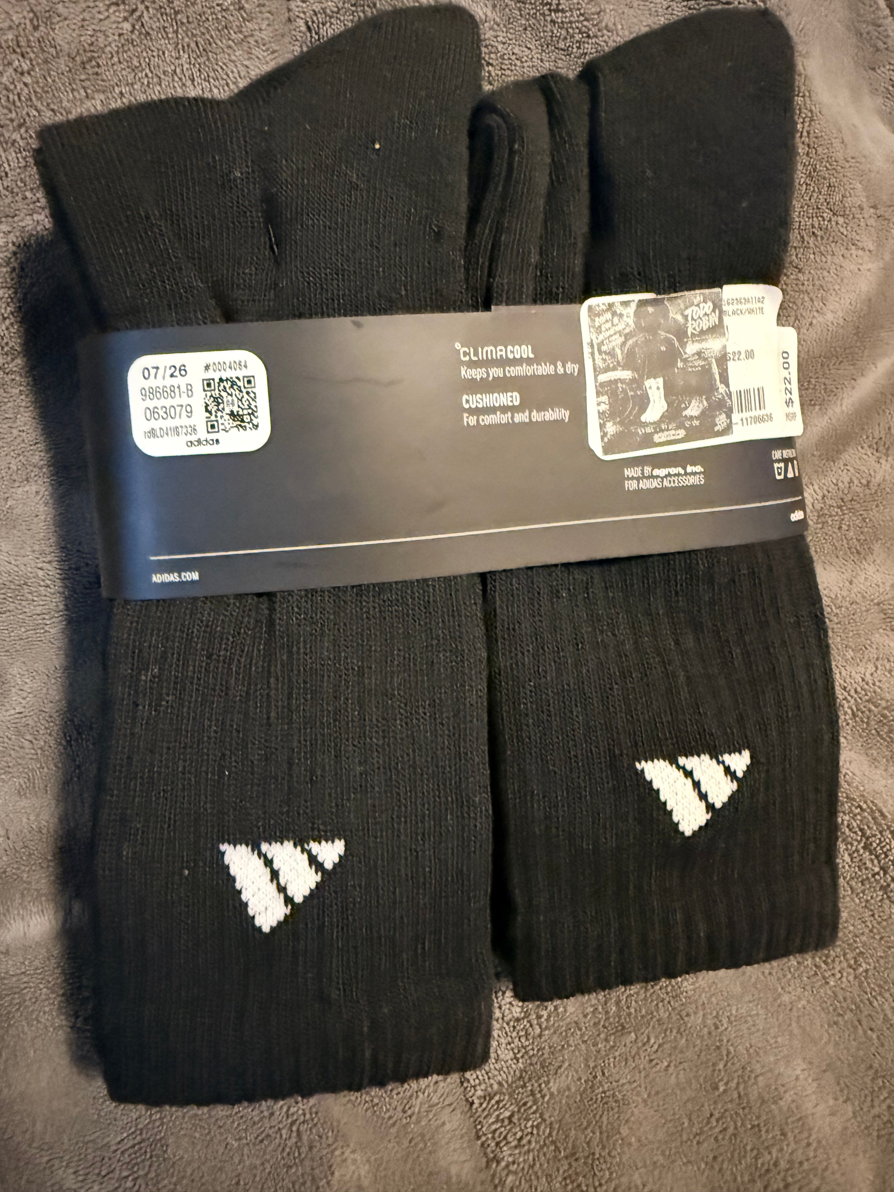 Paquete de 6 Pares de Calcetines Adidas Climacool tipo Crew para Hombre – Talla L (Negro)