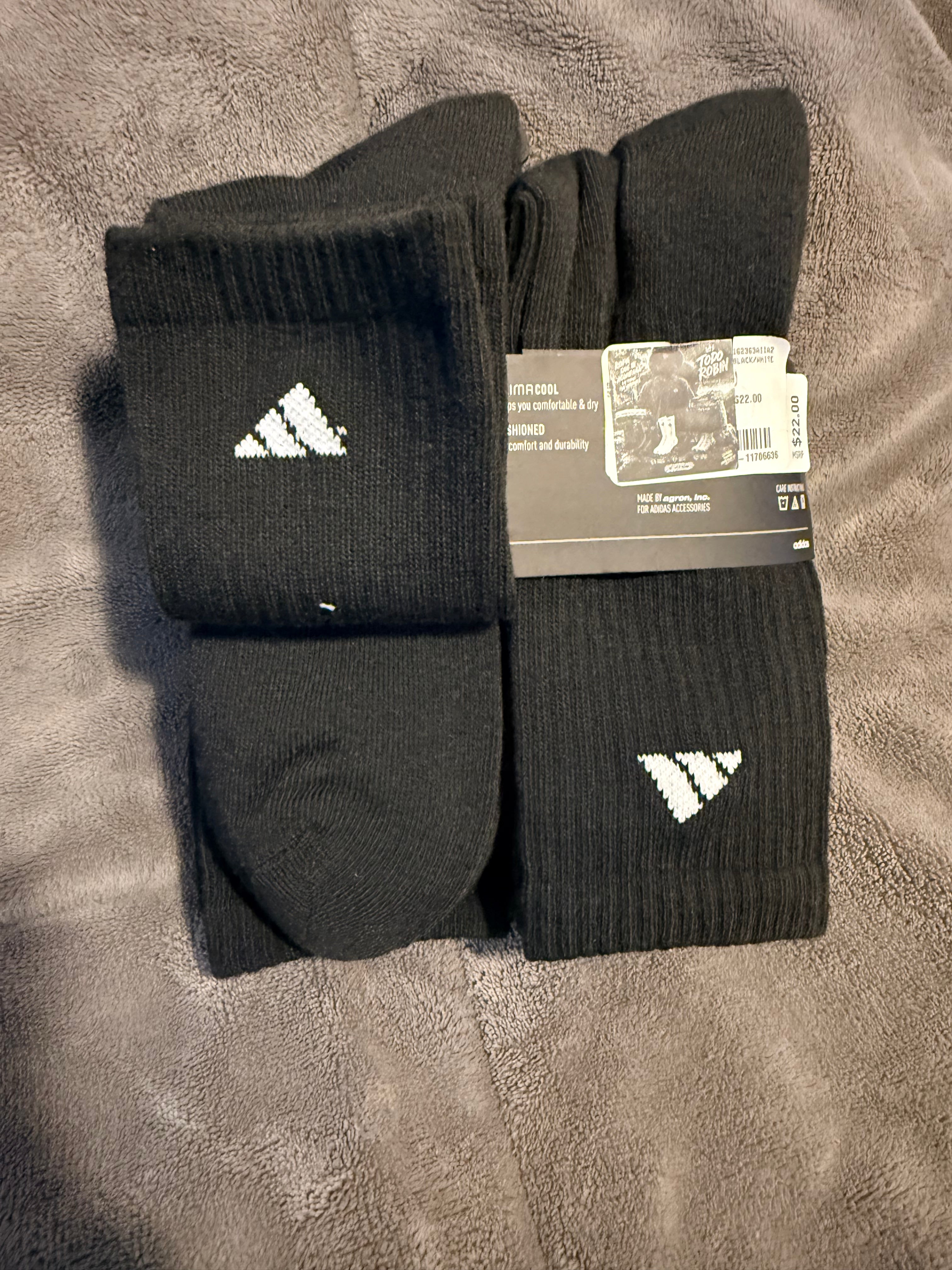 Paquete de 6 Pares de Calcetines Adidas Climacool tipo Crew para Hombre – Talla L (Negro)