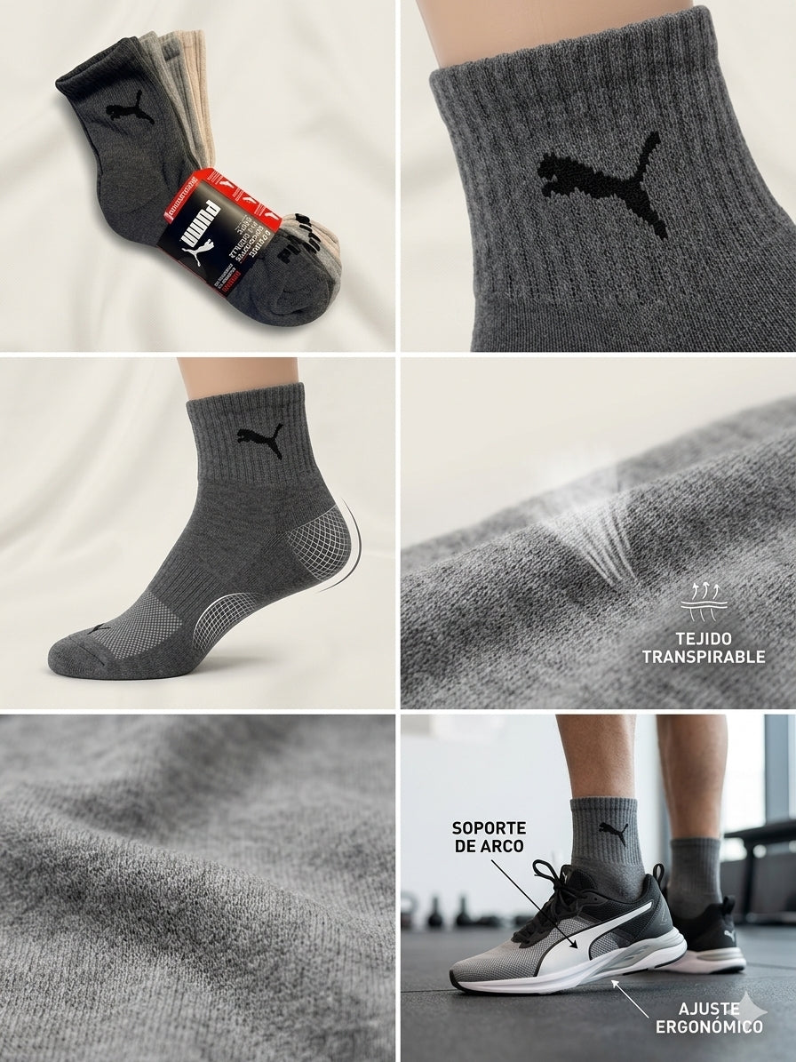 Pack de 6 Pares de Medias Deportivas PUMA® para Hombre – Rendimiento y Confort
