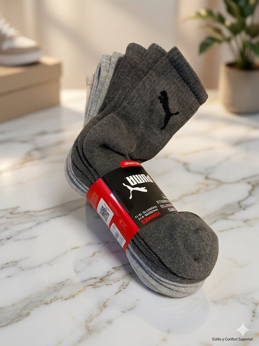 Pack de 6 Pares de Medias Deportivas PUMA® para Hombre – Rendimiento y Confort