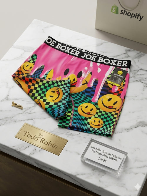 Bóxer Brief Joe Boxer - Diseño Psicodélico Rainbow & Caritas Sonrientes