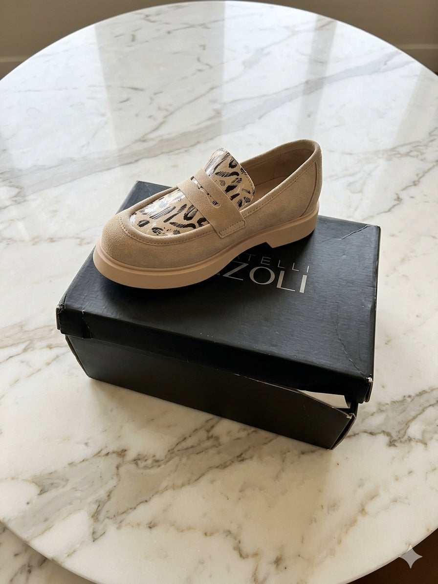 Mocasines Fratelli Rizzoli Crosta Nude – Diseño Animal Print
