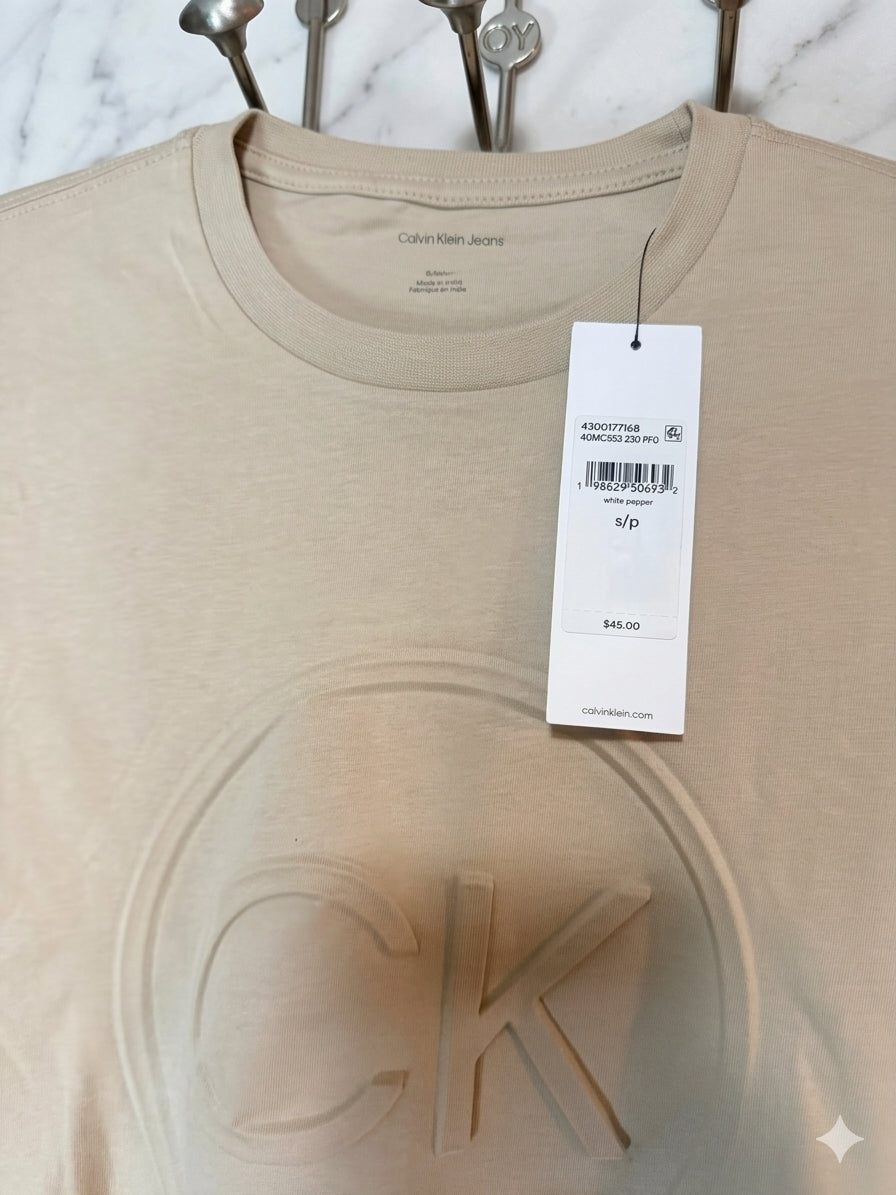 Camiseta Calvin Klein Jeans Tonal CK - Beige Arena
