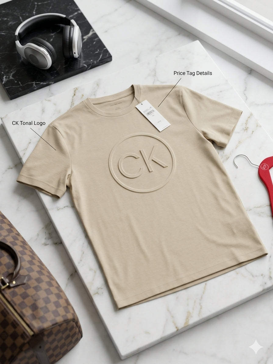 Camiseta Calvin Klein Jeans Tonal CK - Beige Arena