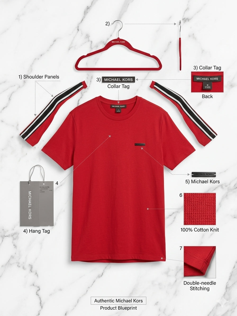 Camiseta Michael Kors Deportiva Roja con Rayas para Hombre