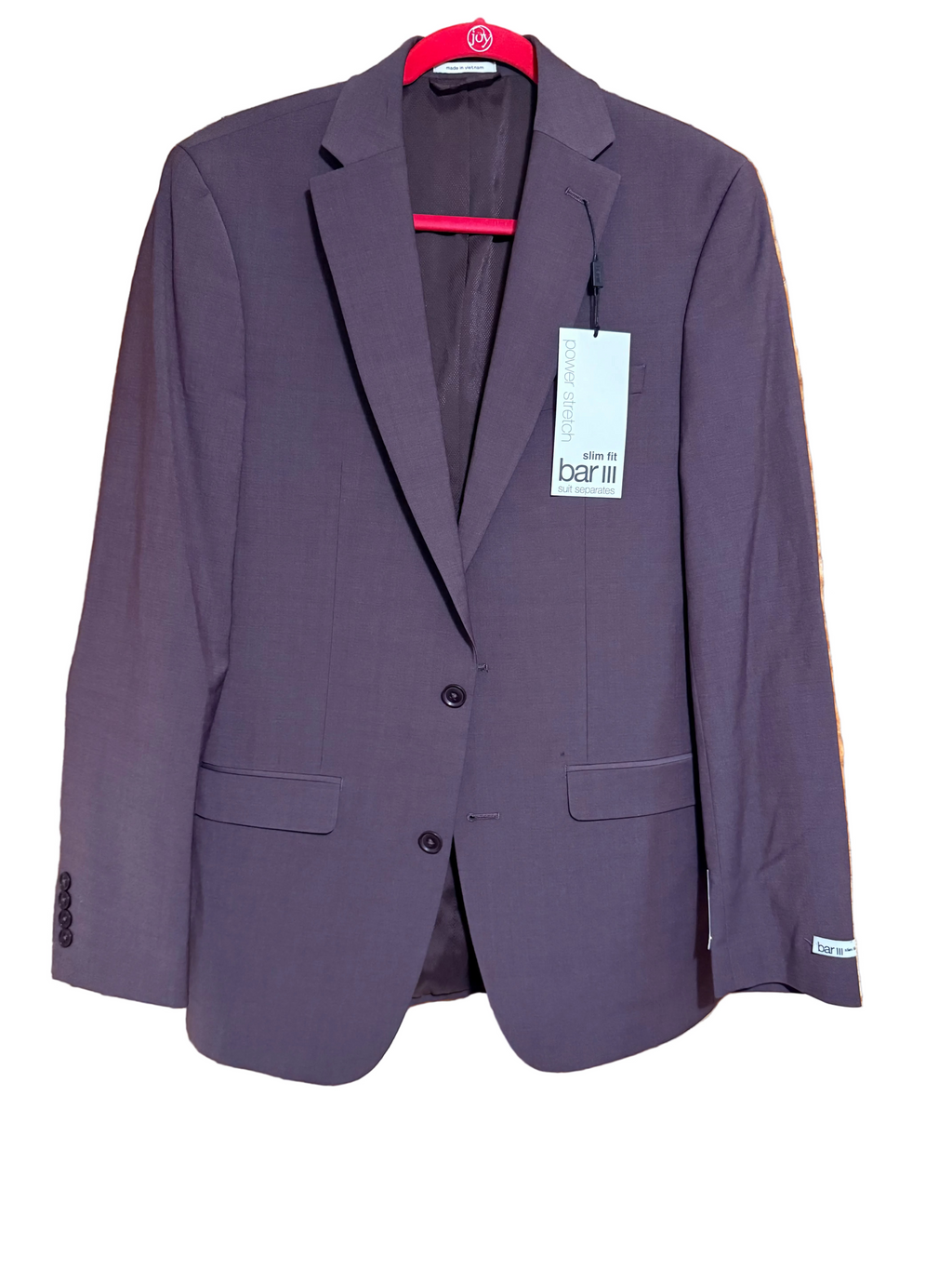 Saco de Traje Slim Fit Bar III para Hombre - Berry Plum (Power Stretch) - Talla 38L