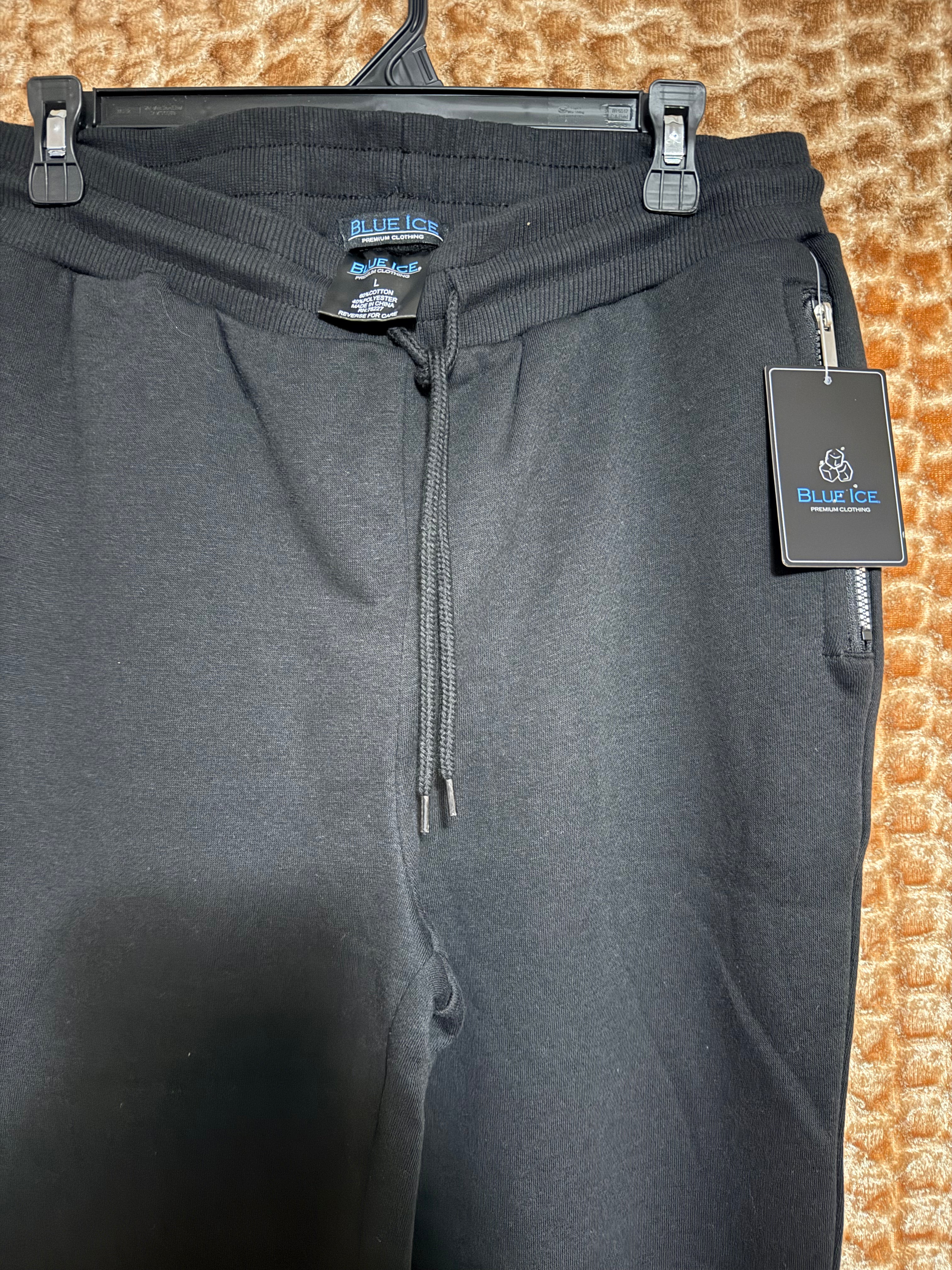 Blue Ice Fleece Jogger Sweatpants - Negro