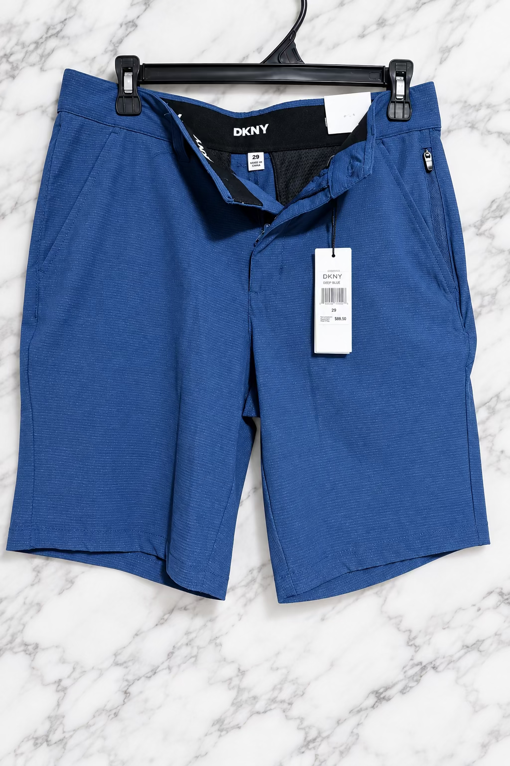 DKNY Men's Performance Stretch Shorts – Blue (Size 29)