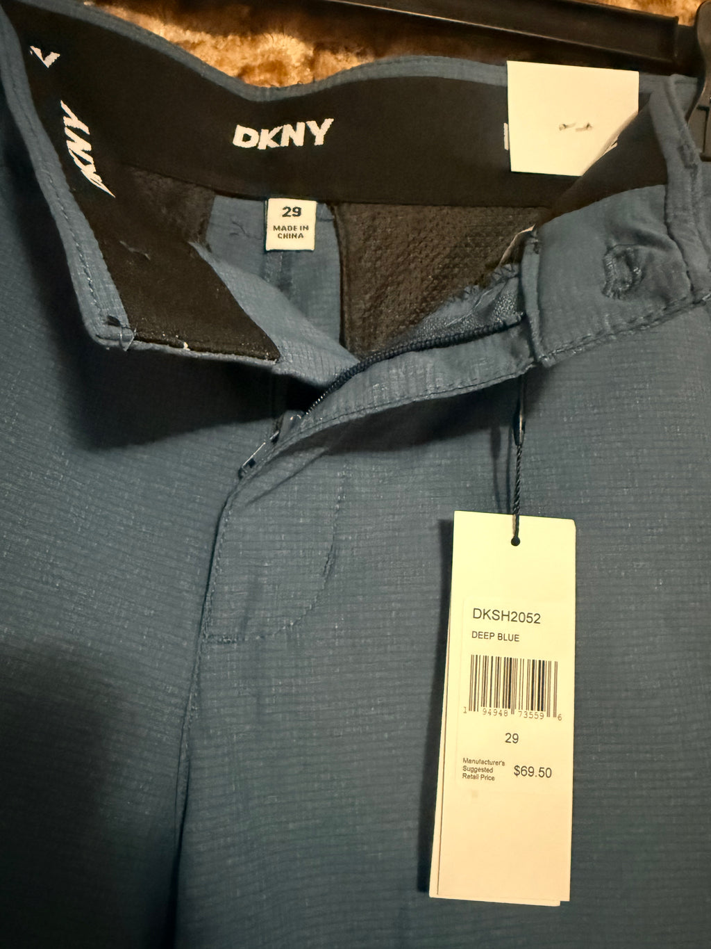 DKNY Men's Performance Stretch Shorts – Blue (Size 29)