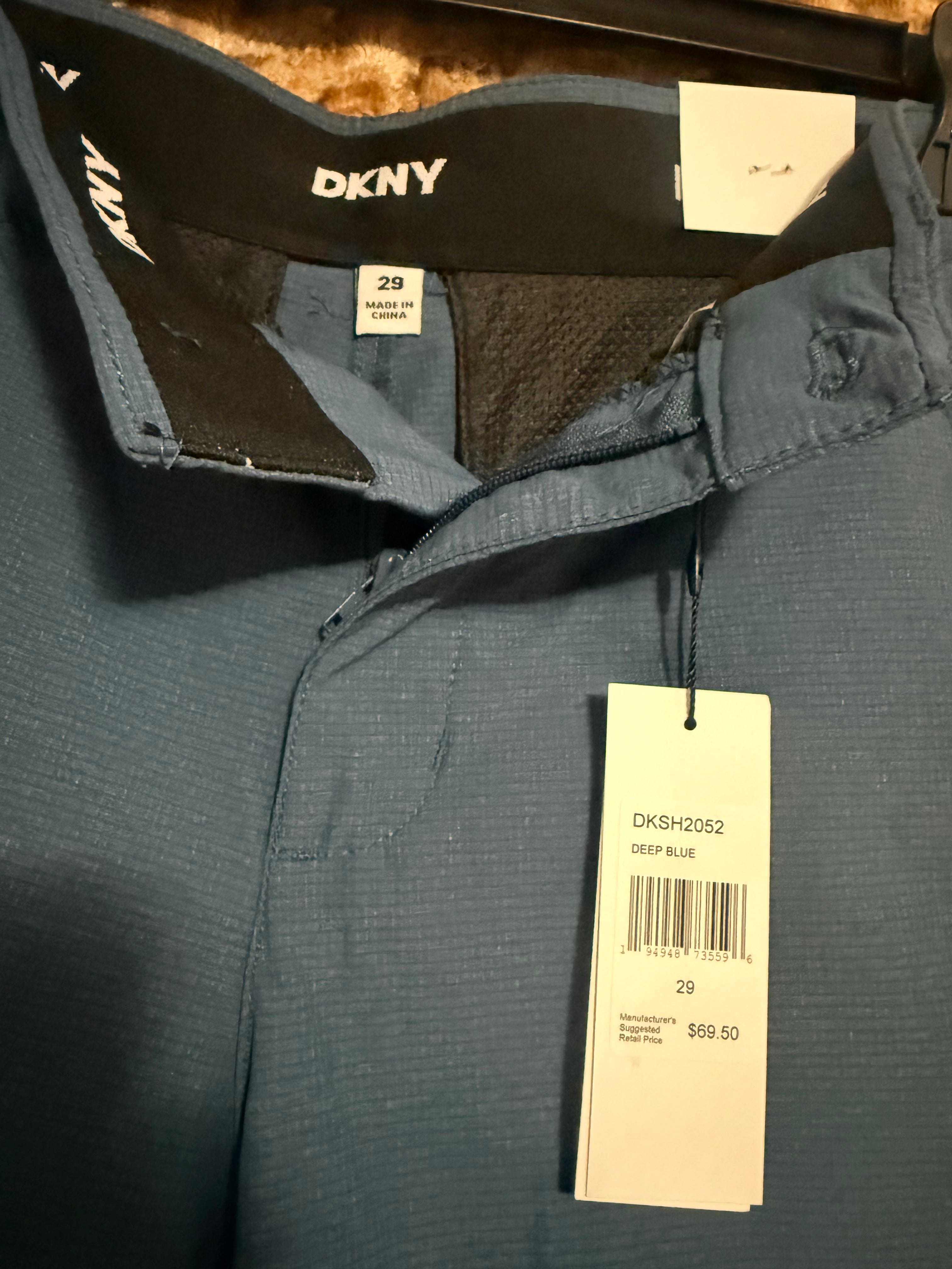 DKNY Men's Performance Stretch Shorts – Blue (Size 29)