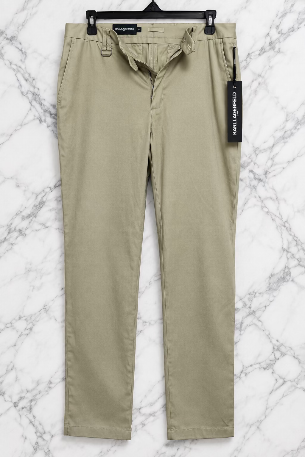 Karl Lagerfeld Paris Men's Khaki Dress Pants - Slim Flat Front Trousers Size 34 NWT