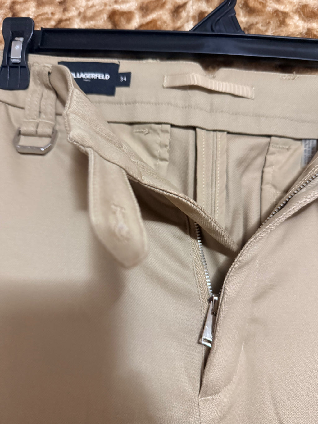 Karl Lagerfeld Paris Men's Khaki Dress Pants - Slim Flat Front Trousers Size 34 NWT