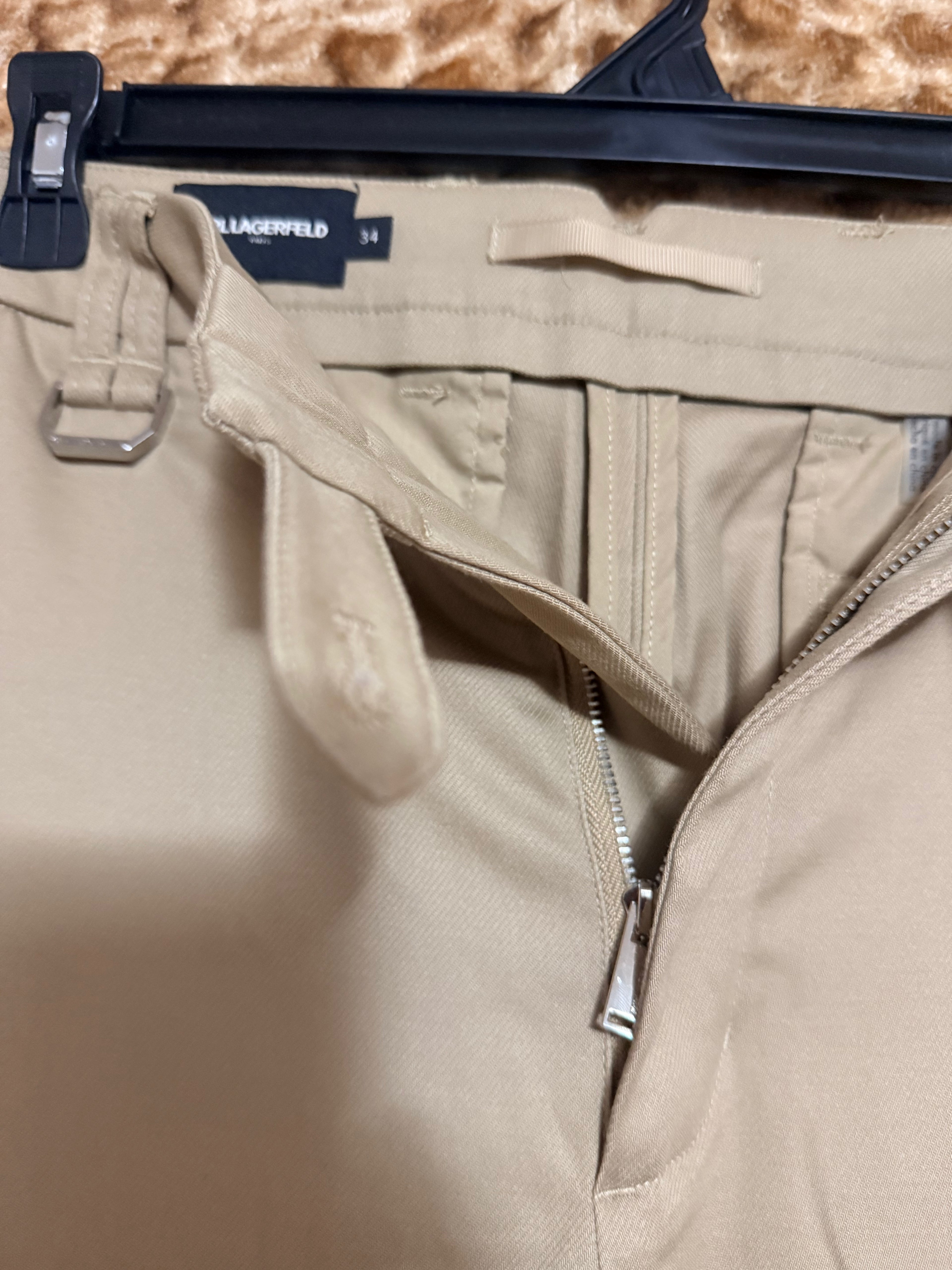 Karl Lagerfeld Paris Men's Khaki Dress Pants - Slim Flat Front Trousers Size 34 NWT
