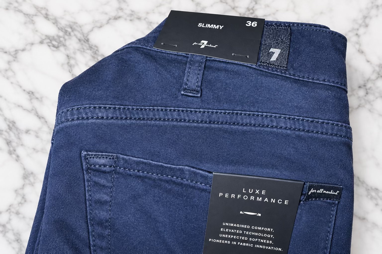 Pantalones 7 For All Mankind Slimmy Luxe Performance - Talla 36 - Azul Marino