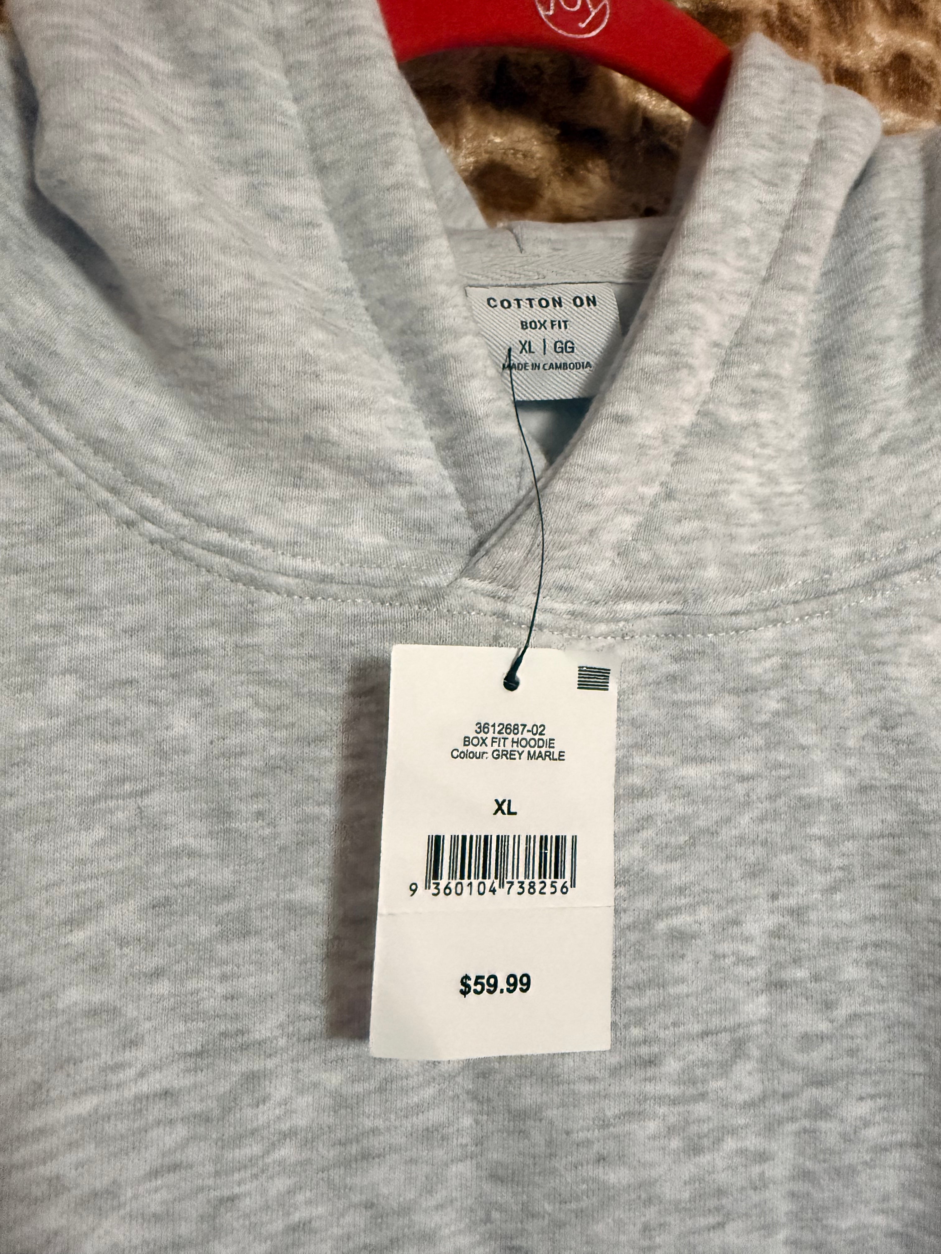 Sudadera con Capucha Gris Claro Cotton On - Talla XL - Nueva con Etiqueta