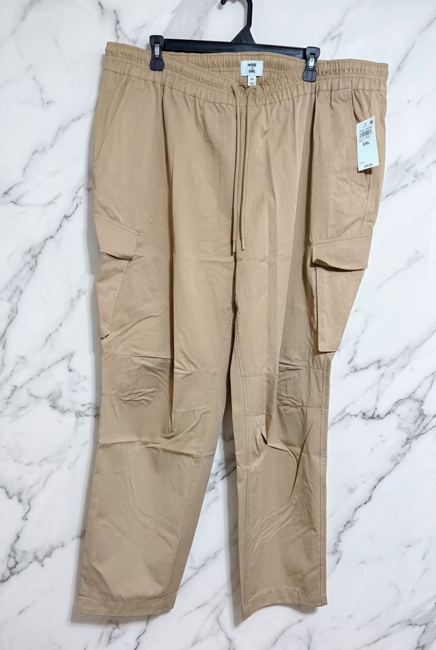 Pantalón Cargo Mode One – Beige Khaki con Cordón Ajustable (Talla XXL)