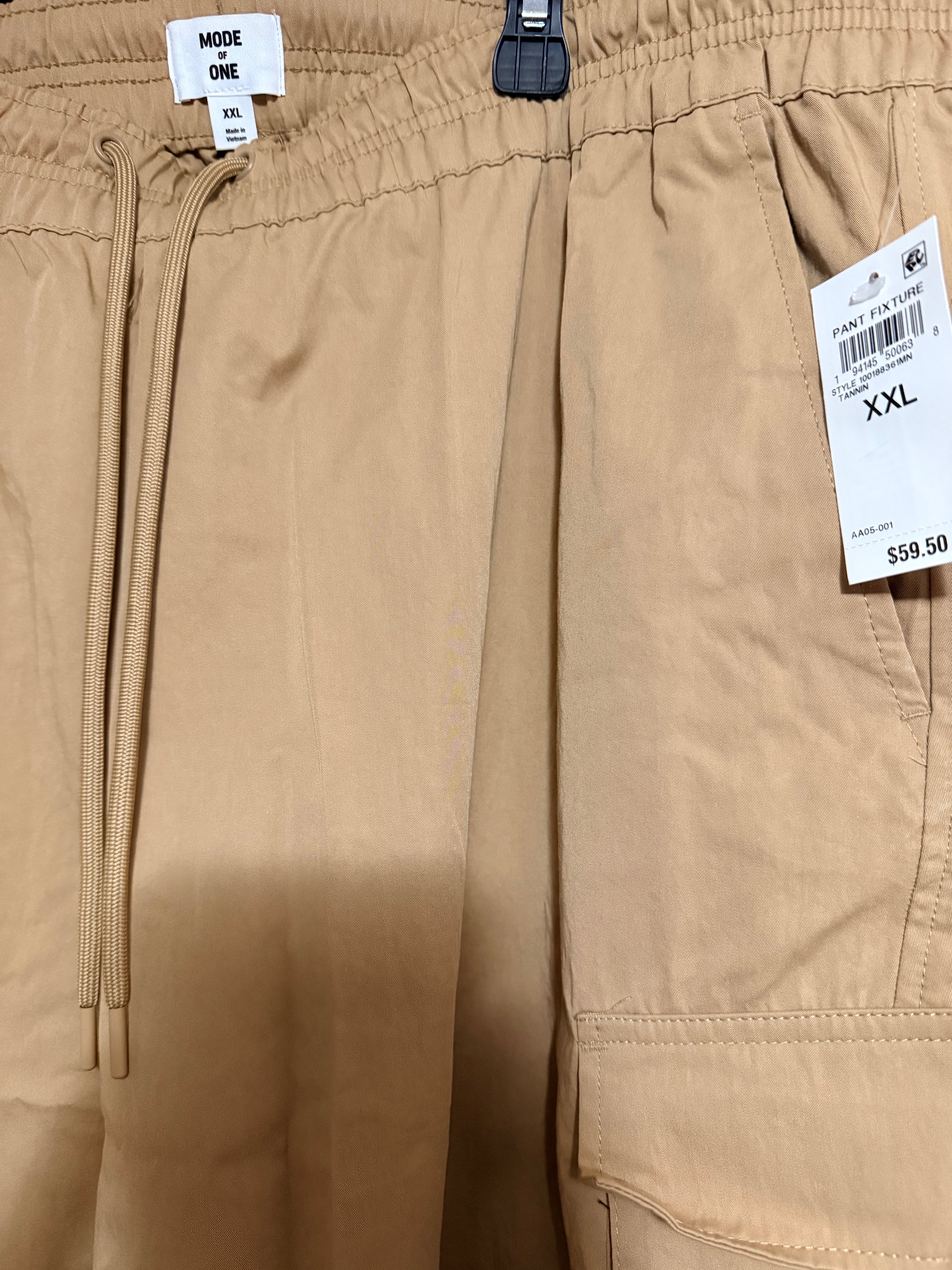 Pantalón Cargo Mode One – Beige Khaki con Cordón Ajustable (Talla XXL)
